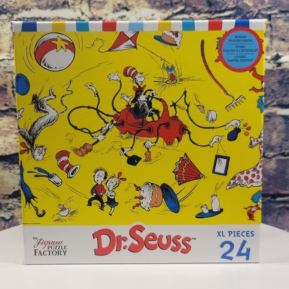 Dr. Seuss The Cat In The Hat 24 XL Piece Puzzle (18" x 12")  With Bonus Poster - Picture 2 of 5